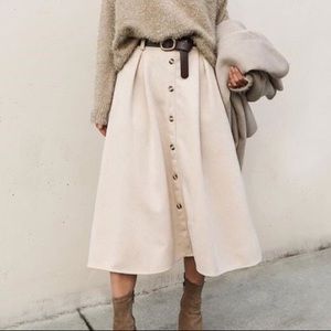 Oak + Fort A-Line Midi Skirt with Buttons